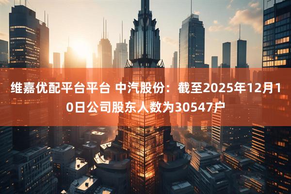 维嘉优配平台平台 中汽股份：截至2025年12月10日公司股东人数为30547户