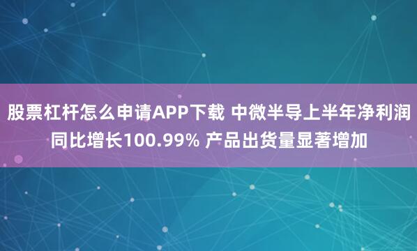 股票杠杆怎么申请APP下载 中微半导上半年净利润同比增长100.99% 产品出货量显著增加